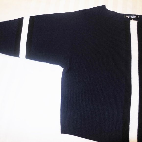 Pullover Cropped Sweater NEW Blue Short Knit Top 3/4 Sleeve Lightweight - Picture 4 of 9